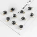 Set of 10 DIY glass ball pendants with black glitter stars and gold metal loop hooks - Black Crystal Glass Ball Pendant