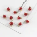 DIY glass ball pendant with vibrant red flake filler and gold metal connector loop - Red Crystal Glass Ball Pendant
