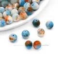Blue and orange marbled round beads for handmade DIY bracelets and necklaces jewelry making - Blue Orange Mixed