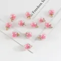 DIY glass ball charm with pink star sequins and golden metal ring for earrings - Pink Crystal Glass Ball Pendant