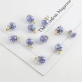 Transparent glass ball pendant with purple star sequins and golden ring for DIY jewelry - Deep Purple Star Sequin Glass Ball Pendant