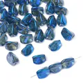 Irregular deep blue aurora crystal glass beads with swirl texture for DIY jewelry making - 9x12mm (10 Pieces/Pack) / Ink Blue