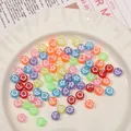 7x4mm colorful acrylic flat beads with moon and star patterns for DIY jewelry - Transparent Color with White Pattern