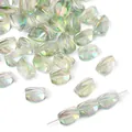 Irregular light green iridescent glass beads with AB coating for DIY jewelry making - 9x12mm (10 Pieces/Pack) / Crystal Green