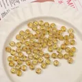 7x4mm champagne acrylic beads with gold stars and moon for DIY jewelry making - Transparent Background Gold Text