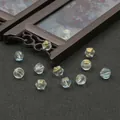 DIY light blue glass pumpkin beads with gold patterns on a dark textured surface - 8mm (10 Pieces/Pack) / Light Blue Gold Powder