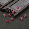 Pink pumpkin-shaped glass beads with spiral texture and sparkling gold dust for DIY jewelry - 8mm (10 Pieces/Pack) / Rose Red Gold Powder