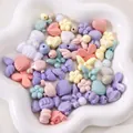 Lot de perles acryliques pastel aux formes nœuds et cœurs pour bijoux DIY - 3# Série Crème / 50g/Paquet (environ 60-90 pièces)
