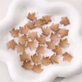 Pink maple leaf resin beads with gold foil for DIY jewelry making and necklaces - Approx. 16x15mm (Pack of 10) / Grey Brown Gilded