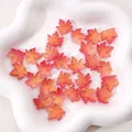 Gradient orange maple leaf charm with glitter finish for DIY jewelry making - Approx. 16x15mm (Pack of 10) / Maple Red Gilded