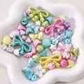 Perles en acrylique pastel avec nœuds et lapins, finition nacrée pour bijoux DIY - 4# Série Perles Artificielles / 50g/Paquet (environ 60-90 pièces)