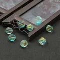 Teal pumpkin-shaped glass beads with gold foil inclusions for handmade DIY jewelry - 10mm (10 Pieces/Pack) / Lake Blue Gold Powder