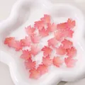 Pink gradient maple leaf resin beads with gold glitter for DIY jewelry making - Approx. 16x15mm (Pack of 10) / Peach Red Gilded