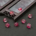 Pink pumpkin-shaped glass beads and flower-shaped beads with gold glitter for DIY crafts - 10mm (10 Pieces/Pack) / Rose Red Gold Powder