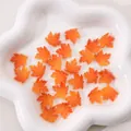 Translucent orange maple leaf glass beads with realistic leaf veins for DIY jewelry - Approx. 16x15mm (Pack of 10) / Late Autumn Yellow