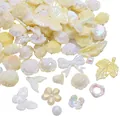 Iridescent white acrylic beads in butterfly, rose, and bow shapes for DIY crafts - 8-43mm / 20g/Pack (Approx. 20-25 Pcs) / Yellow Series