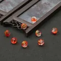 Translucent red pumpkin shaped glass beads with golden powder for DIY jewelry making - 10mm (10 Pieces/Pack) / Orange Red Gold Powder