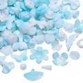 Assorted light blue aurora acrylic beads with flower and butterfly shapes for DIY jewelry - 8-43mm / 20g/Pack (Approx. 20-25 Pcs) / Blue Series