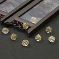Champagne yellow pumpkin-shaped glass beads for DIY jewelry making and handmade crafts - 10mm (10 Pieces/Pack) / Amber Gold Glitter