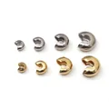 Chafofas de acero inoxidable en oro y plata, terminales en forma de C en cuatro tamaños - Cubiertas de Cuentas / 10 Piezas/Paquete (3mm) / Dorado