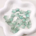 Green gradient maple leaf glass beads with glitter finish for DIY jewelry making - Approx. 16x15mm (Pack of 10) / Mint Green Glow