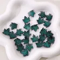 Sparkling green maple leaf glass beads for handmade DIY jewelry bracelets and necklaces - Approx. 16x15mm (Pack of 10) / Peacock Green Gilded