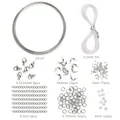 DIY jewelry making kit with silver lobster clasps, jump rings and beading wire set - Stainless Steel Seed Bead Basic Material Kit Approximately 154 Pieces 1 Set/pack