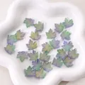 Gradient maple leaf beads with gold foil for DIY jewelry making in purple and green - Approx. 16x15mm (Pack of 10) / Wave Blue Green