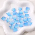 Light blue translucent maple leaf beads with blue glitter for DIY jewelry making - Approx. 16x15mm (Pack of 10) / Deep Sea Blue