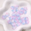 Pink and blue gradient maple leaf resin beads with glitter for DIY jewelry making - Approx. 16x15mm (Pack of 10) / Morning Blue Purple