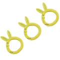 Three grass green bunny ear spring ring carabiners for DIY handmade keychains - Approx. 28x38mm (1 Piece/Pack) / Yellow