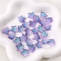 DIY maple leaf beads in gradient purple and blue with glitter for jewelry making - Approx. 16x15mm (Pack of 10) / Deep Purple Orchid