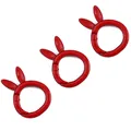 Drie rode legering springringen met konijnenoren voor DIY sleutelhangers en tassen - Ongeveer 28x38mm (1 Stuk/Verpakking) / Rood