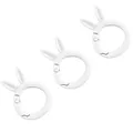 Set van drie zilveren ringen met konijnenoren voor het maken van DIY-sleutelhangers - Ongeveer 28x38mm (1 Stuk/Verpakking) / Wit