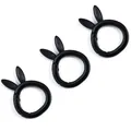 Drie matzwarte konijnenoor vormige gelegeerde veerhaken voor doe-het-zelf sleutelhangers - Ongeveer 28x38mm (1 Stuk/Verpakking) / Zwart