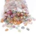 Iridescent ABS petal beads for DIY jewelry with rainbow gradient finish in bulk pack - 15x17mm (Aperture approx 1.5mm) / Random Mixed Colors (20 Pieces/Pack)