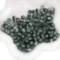 Deep green 8mm resin round beads with cat eye effect and silver glitter for DIY jewelry - Dark Green