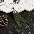 Traditional dark green silk tassel pendant with silver cloud pattern metal cap for DIY crafts - Cap Dia 2cm, 4mm Bead, Tassel Approx 8cm, 1 Piece/Pack / Olive Green