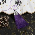 Elegant purple silk tassel with vintage silver cap for DIY traditional Chinese crafts - Cap Dia 2cm, 4mm Bead, Tassel Approx 8cm, 1 Piece/Pack / Purple