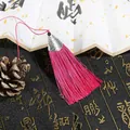 Traditional rose pink tassel with silver engraved cap and bead for DIY crafts and fans - Cap Dia 2cm, 4mm Bead, Tassel Approx 8cm, 1 Piece/Pack / Rose Red