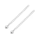 Set de dos cadenas de extensión plateadas de oro 14K con colgantes de corazón pequeño - Aprox. 60 mm de Longitud Total / Platinado Corazón