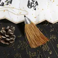 Chinese golden silk tassel with antique silver metal cap and black bead ornament - Cap Dia 2cm, 4mm Bead, Tassel Approx 8cm, 1 Piece/Pack / Earthy Yellow