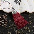 Handmade wine red tassel with vintage silver cap and black bead for DIY bookmarks - Cap Dia 2cm, 4mm Bead, Tassel Approx 8cm, 1 Piece/Pack / Burgundy