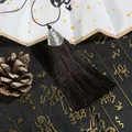 Dark brown tassel pendant with vintage silver alloy fish mouth cap for DIY bookmarks - Cap Dia 2cm, 4mm Bead, Tassel Approx 8cm, 1 Piece/Pack / Dark Coffee