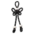 Handmade black and white paracord bow keychain with white decorative beads ornament - Total length approx 16cm Chinese knot part 6x4cm Rope thickness 5mm Large hole bead 16mm / Black (1 Piece/Pack)