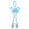 Sky blue handmade paracord bow keychain with white polka dots and decorative beads - Total length approx 16cm Chinese knot part 6x4cm Rope thickness 5mm Large hole bead 16mm / Blue (1 Piece/Pack)
