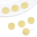Flat round jade-like glass beads in beige white with lucky Fu character for DIY jewelry - Yellow Fu Plaque