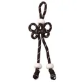 Handmade brown paracord bow keychain with white dotted pattern and three round beads - Total length approx 16cm Chinese knot part 6x4cm Rope thickness 5mm Large hole bead 16mm / Dark Coffee (1 Piece/Pack)