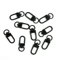 Set of 10 black candy-coated lobster clasp keychains with 360-degree rotating swivel rings - Black