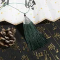 Dark green silk tassel with vintage silver metal cap and traditional cloud pattern engraving - Cap Dia 2cm, 4mm Bead, Tassel Approx 8cm, 1 Piece/Pack / Dark Green